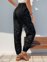 Parfee Pocketed Lace Elastic Waist Pants - Be Juliet