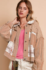 POL Corduroy Jacquard Patchwork Button Up Jacket - Be Juliet