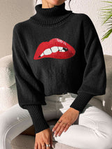 Lip Turtleneck Long Sleeve Sweater - Be Juliet