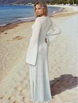 Slit Plunge Flare Sleeve Cover-Up Dress - Be Juliet