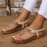 Julie Beaded Leather Open Toe Sandals - Be Juliet