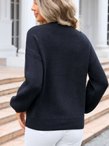 Angel Wings Bow Graphic Round Neck Long Sleeve Sweater - Be Juliet