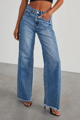 Be Juliet Raw Hem Wide Leg Jeans - Be Juliet