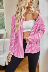 Angelina Striped Button Up Long Sleeve Shirt - Be Juliet
