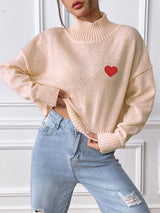 Heart Turtleneck Long Sleeve Sweater - Be Juliet