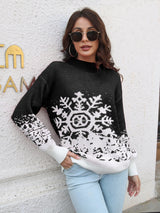 Snowflake Pattern Mock Neck Sweater - Be Juliet
