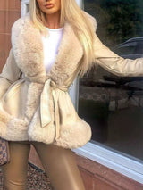 Faux Fur Trimmed Belted Outerwear - Be Juliet