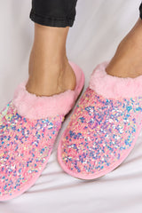 Forever Link Sequin Plush Round Toe Slippers - Be Juliet