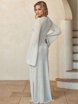 Slit Plunge Flare Sleeve Cover-Up Dress - Be Juliet