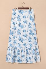 Split Asymmetrical Ruffled Printed Skirt - Be Juliet