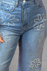 Bella Rhinestone Straight Jeans - Be Juliet