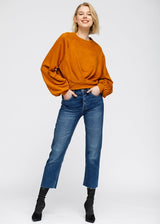 Scarlett Crewneck Ruched Sleeve Sweatshirt - Be Juliet