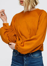 Scarlett Crewneck Ruched Sleeve Sweatshirt - Be Juliet