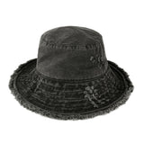 Clara Wide Brim Frayed Bucket Hat – Natural