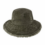 Clara Wide Brim Frayed Bucket Hat – Natural