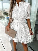 Sophie Patchwork Lace Elegant Mini Dress - Be Juliet