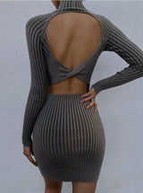 Malika Twist-Back Ribbed Bodycon Dress