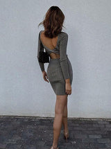 Malika Twist-Back Ribbed Bodycon Dress