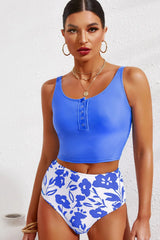 Isabelle Half Snap Square Neck Tankini Set - Be Juliet