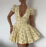 Giyu Floral Backless Mini Dress - Be Juliet