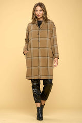 Plaid Coat with Buttons and Pockets - Be Juliet