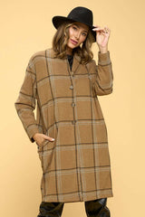Plaid Coat with Buttons and Pockets - Be Juliet