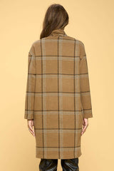 Plaid Coat with Buttons and Pockets - Be Juliet