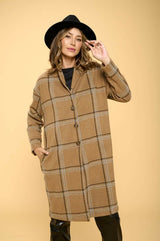 Plaid Coat with Buttons and Pockets - Be Juliet