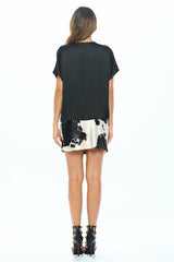 Satin Cowl Neck Short Sleeve Top - Be Juliet