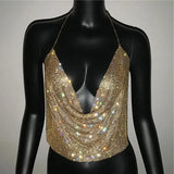 Celina Rhinestone Backless Crop Top