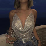 Celina Rhinestone Backless Crop Top