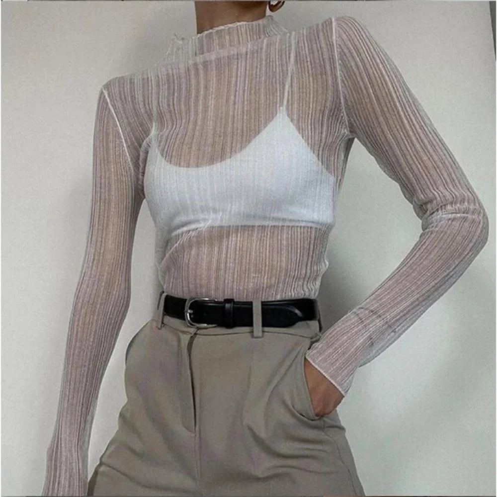 Sienna White Mesh Long Sleeve Top Layered Mesh Top for Women Be Juliet — free download