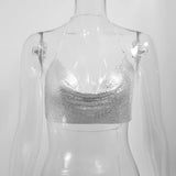 Isla Sequin Metal Halter Crop Top