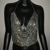 Celina Rhinestone Backless Crop Top