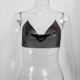 Isla Sequin Metal Halter Crop Top