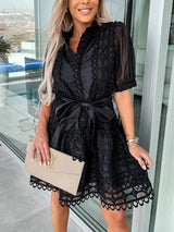 Sophie Patchwork Lace Elegant Mini Dress - Be Juliet