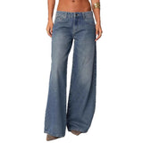 Wild Streak Wide-Leg Printed Denim Jeans