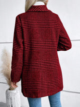 Jenny Plaid Collared Neck Long Sleeve Jacket - Be Juliet