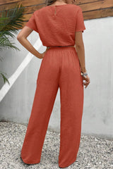 Round Neck Short Sleeve Top and Pants Set - Be Juliet