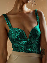 Sequin Wide Strap Bodysuit - Be Juliet