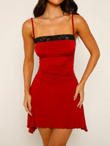 Lace Detail Backless Mini Cami Dress - Be Juliet