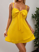 Layered Sweetheart Neck Bow Front Mini Cami Dress - Be Juliet
