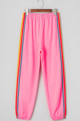 Contrast Striped Elastic Waist Active Pants - Be Juliet