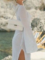 Slit Plunge Flare Sleeve Cover-Up Dress - Be Juliet