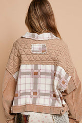 POL Corduroy Jacquard Patchwork Button Up Jacket - Be Juliet