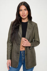 Coalition LA Single-Breasted Vegan Leather Blazer - Be Juliet