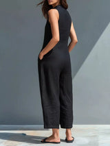 Button Front Sleeveless Jumpsuit - Be Juliet
