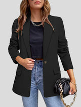 Lapel Collar Long Sleeve Blazer - Be Juliet