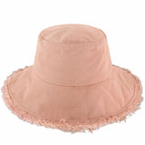 Clara Wide Brim Frayed Bucket Hat – Natural