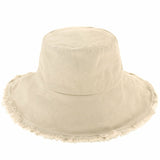 Clara Wide Brim Frayed Bucket Hat – Natural